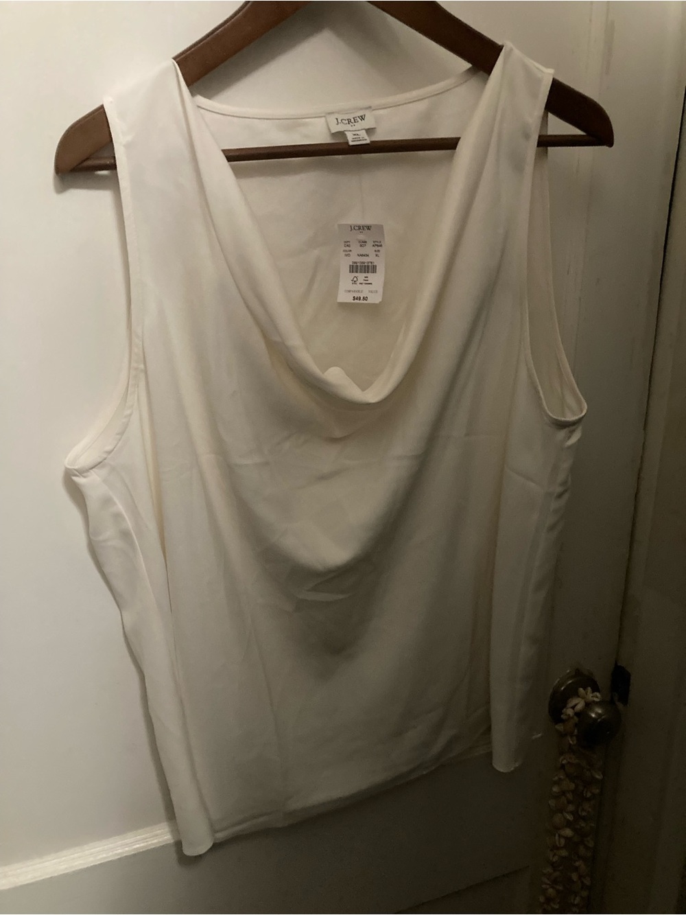 J. Crew Ivory XL NWT Draped Cowl Neck Camisole